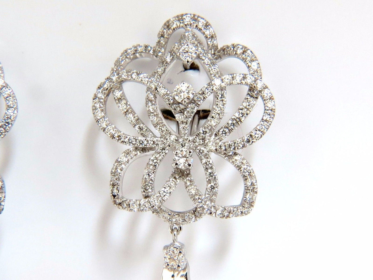 5.40ct natural diamonds cluster dangle drop earrings 18kt gilt deco
