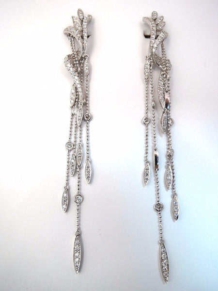 5.00ct natural diamonds modern dangle ball chain drop earrings 18kt