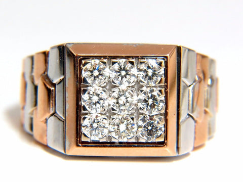 1.02ct natural diamonds "watch band" mens ring G/Vs 3d 18kt 15 gram Flexible