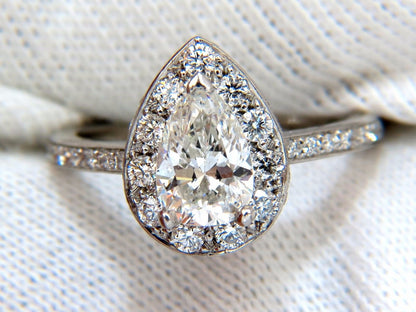 GIA Certified 1.15ct Pear Shape diamond ring 1.00ct. round accents platinum