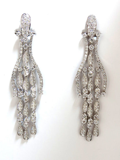 6.00ct natural diamonds modern dangle wishbone petal chandelier earrings 18kt