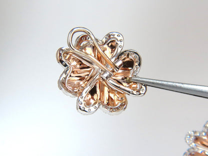 1.40ct 3D Heart Linked Deco Circular Earrings Omega Rose Gold 18KT