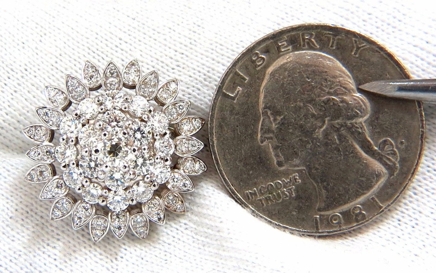 4.26ct round natural diamond cluster starburst clip earrings 18kt g.vs