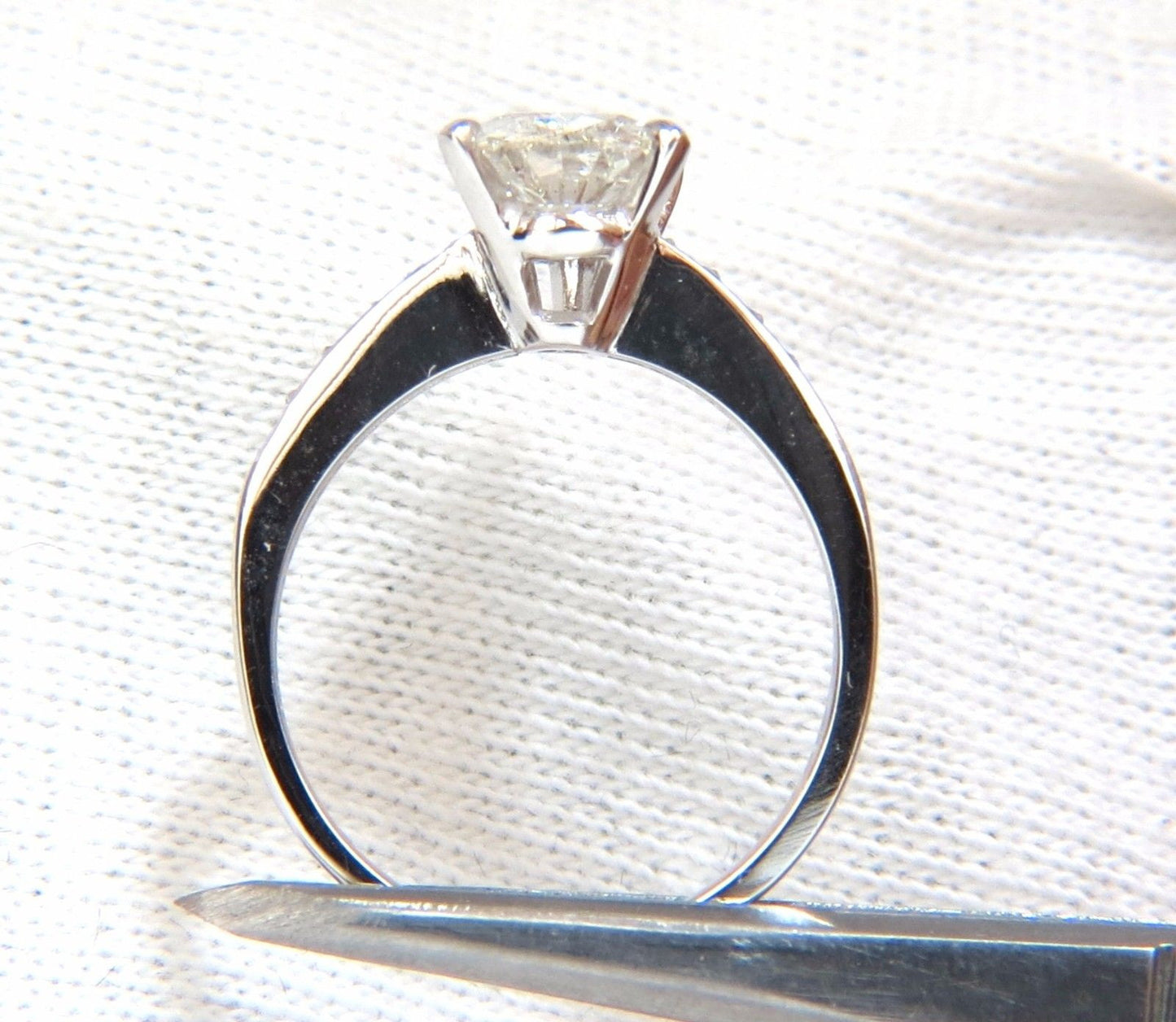 GIA Certified 1.49ct Pear Shape diamond ring .20ct. round accents 14kt