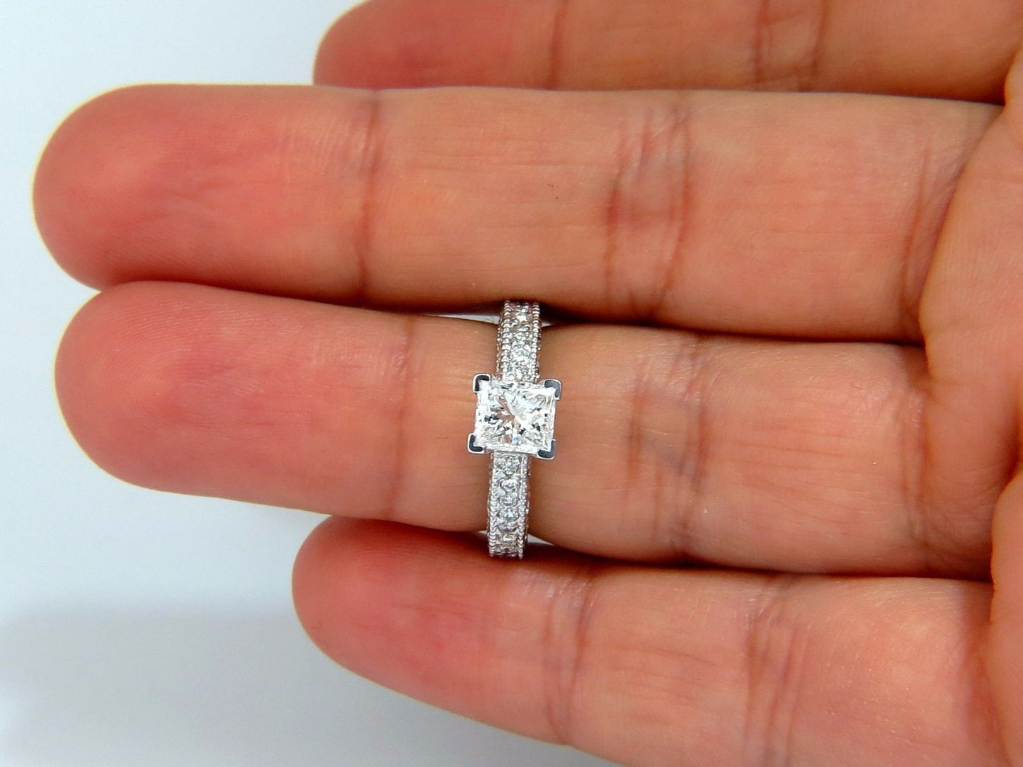 1.01ct Natural Princess cut diamond ring 14kt.