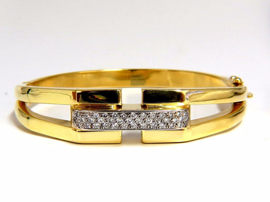 bangle bracelet 14kt .70ct round natural diamonds raised bar mod deco