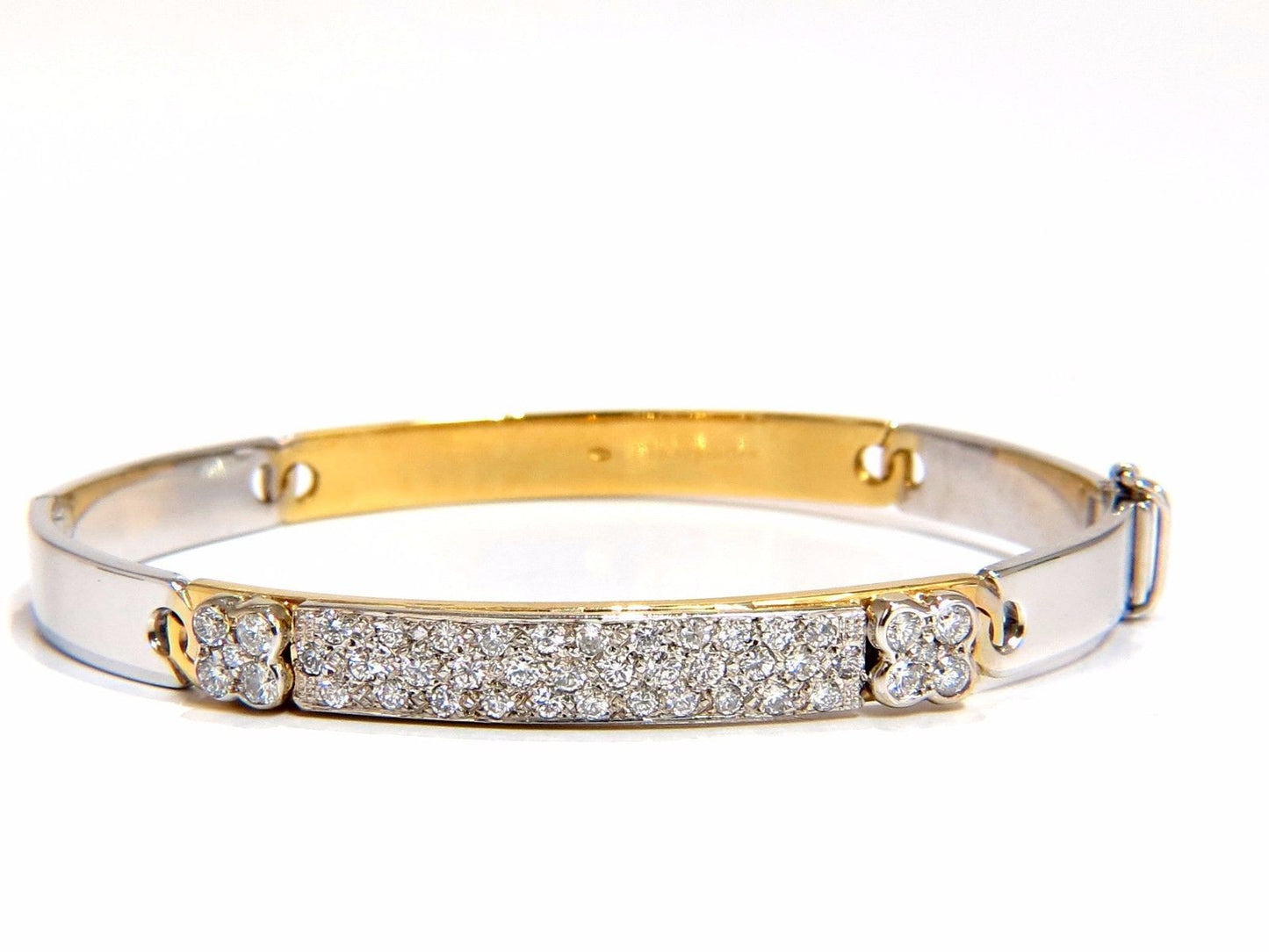 designer bangle bracelet 18kt 1.50ct. natural diamonds two toned mod