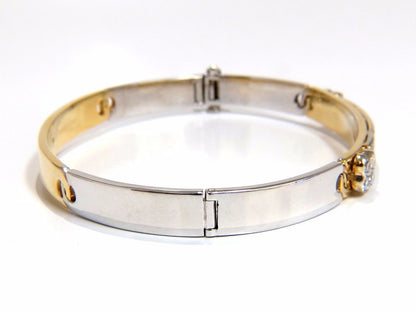 designer bangle bracelet 18kt 1.50ct. natural diamonds two toned mod