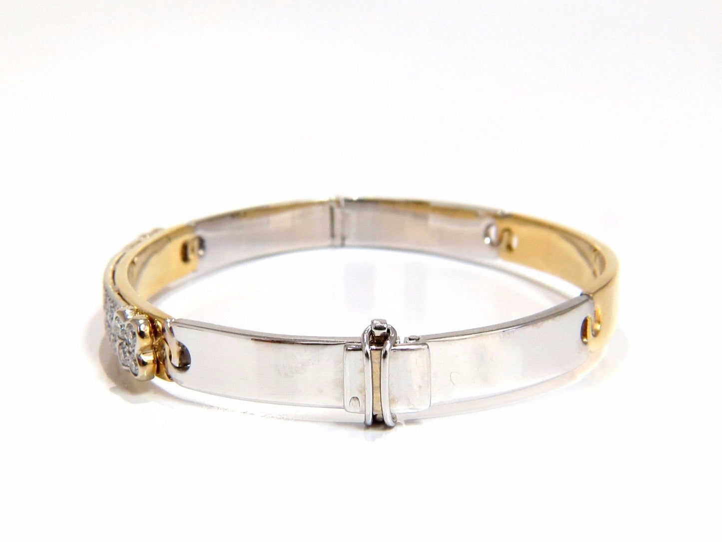 designer bangle bracelet 18kt 1.50ct. natural diamonds two toned mod