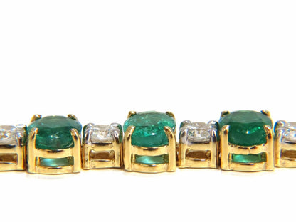 18ct bright forest vivid green natural emerald diamonds tennis bracelet 14kt