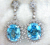 12.46ct Natural Bright vivid indigo blue zircon diamond earrings 14kt edwardian