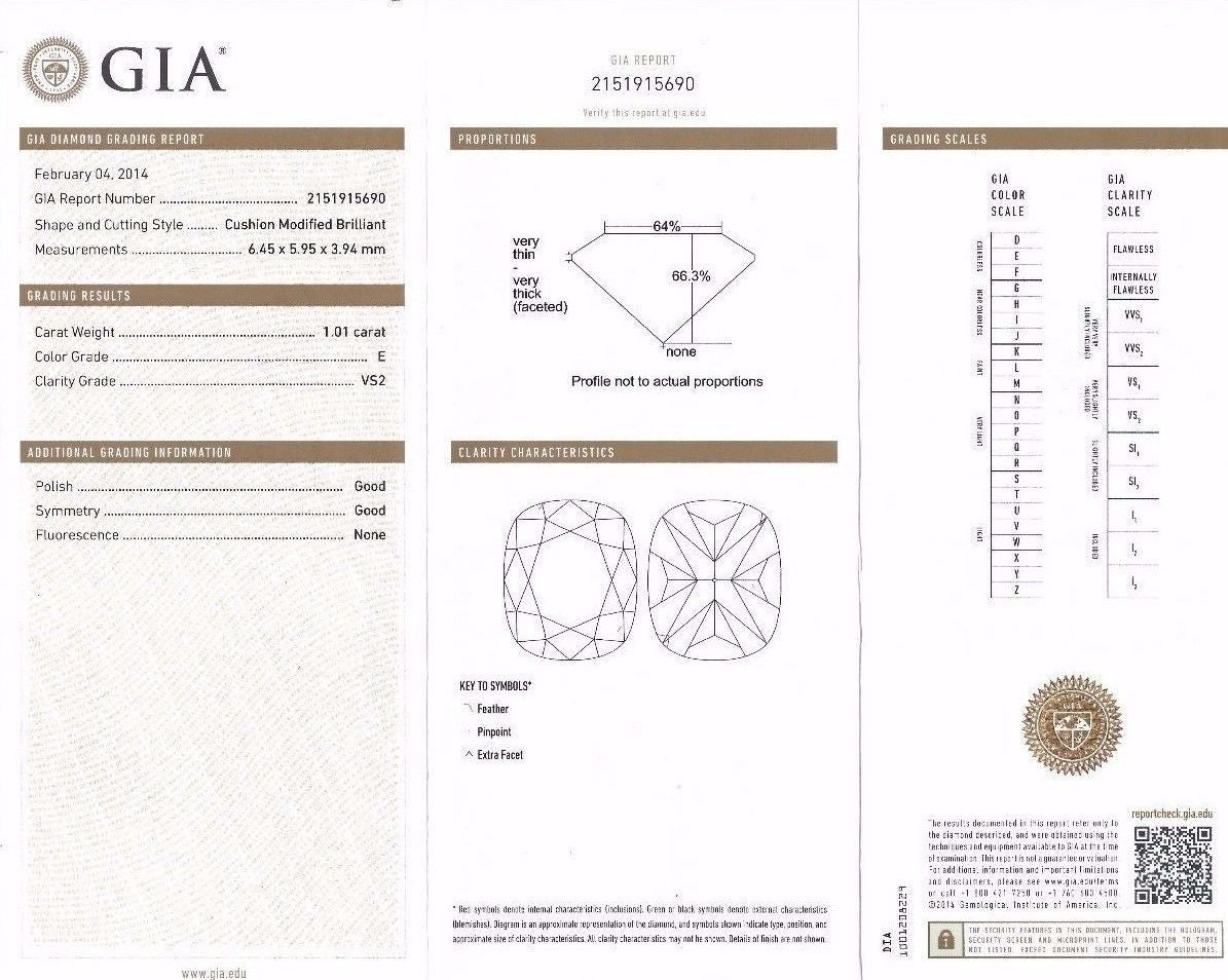 GIA Certified 2.41ct natural cushion cut baguettes diamond ring platinum E/Vs2