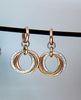 TRI COLOR GOLD 14KT .77CT ROUND DIAMONDS ROLLING RINGS DANGLE EARRINGS