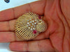 14KT VINTAGE 1.25CT DIAMOND 3D MOLLUSK SEA SHELL BROOCH PIN BARLEY TWIST