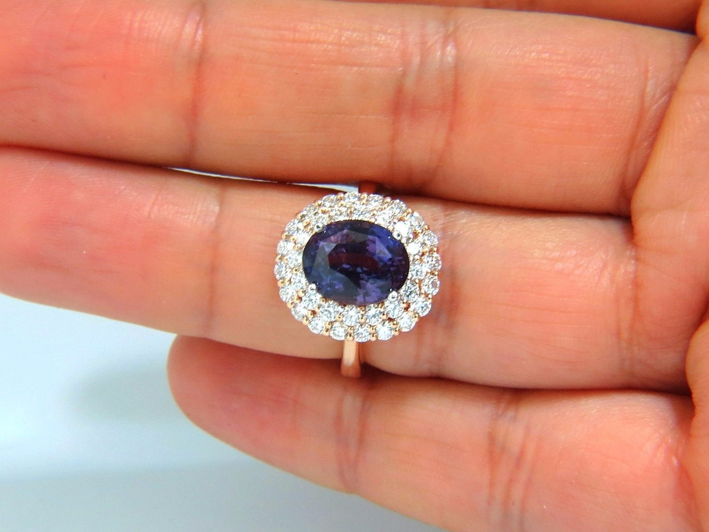 GIA Certified 6.41ct Natural Vivid purple sapphire diamonds ring