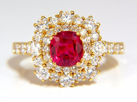 GIA Certified 3.24ct red origin ruby diamonds ring 18kt cocktail petite