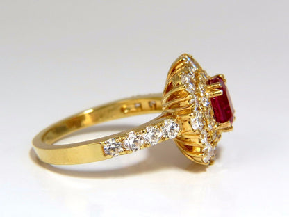 GIA Certified 3.24ct red origin ruby diamonds ring 18kt cocktail petite