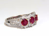 2.52ct natural vivid red ruby diamonds ring 14kt three stone halo class