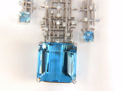 GIA Certified 117ct natural blue topaz diamonds necklace 18kt
