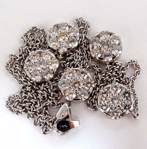 6.50ct natural diamonds (5) cluster yard necklace 14kt floretta 18 inch