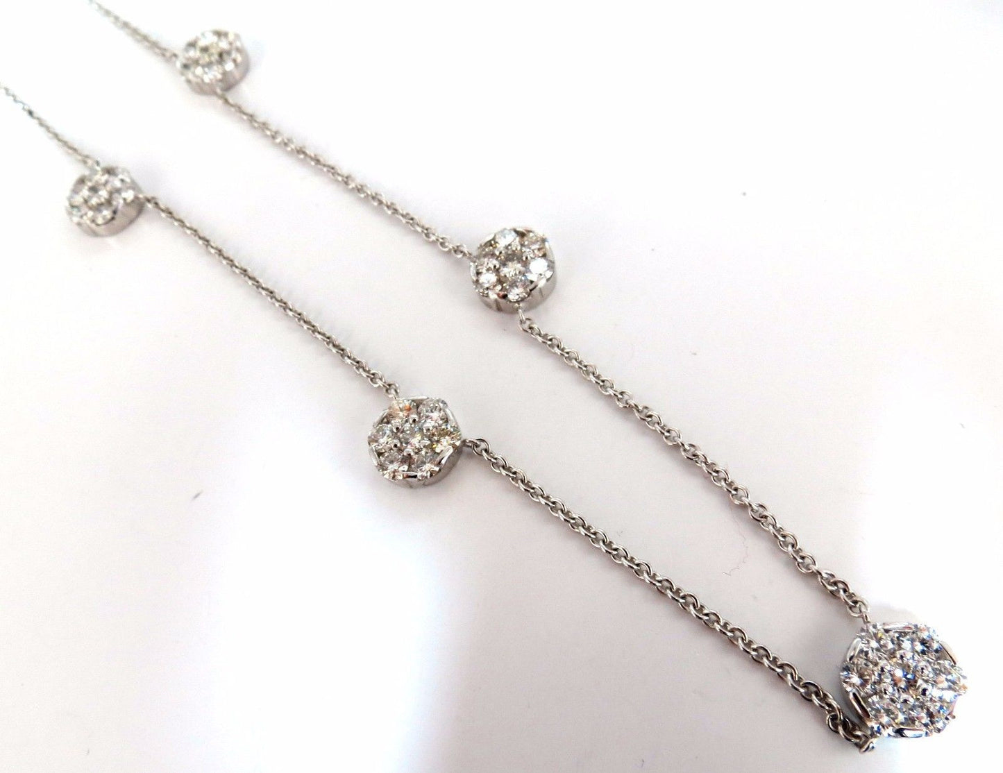 6.50ct natural diamonds (5) cluster yard necklace 14kt floretta 18 inch