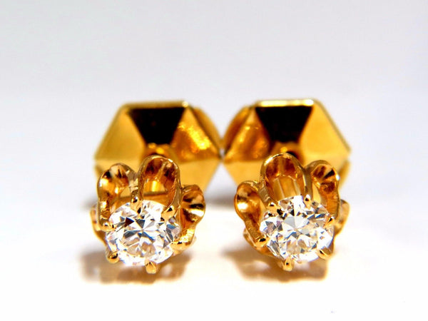 .50ct natural round single cut diamond stud earrings 14kt victorian