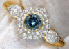 Aquamarine diamonds bangle bracelet 18kt 15.50ct Natural Italian Cluster