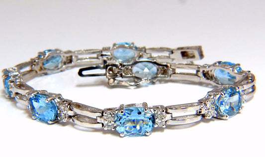 9.84ct natural aquamarine diamonds tennis bracelet 14kt vivid prime aqua blue