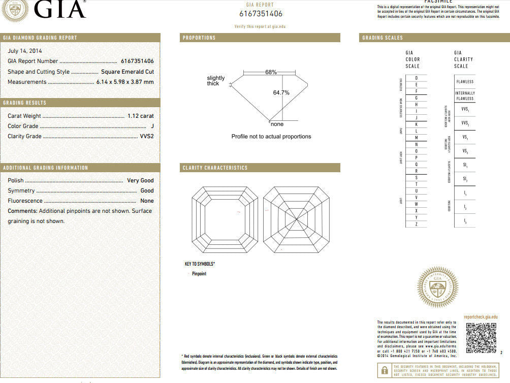 GIA Certified 1.62ct natural asscher diamond ring engagement classic 18kt