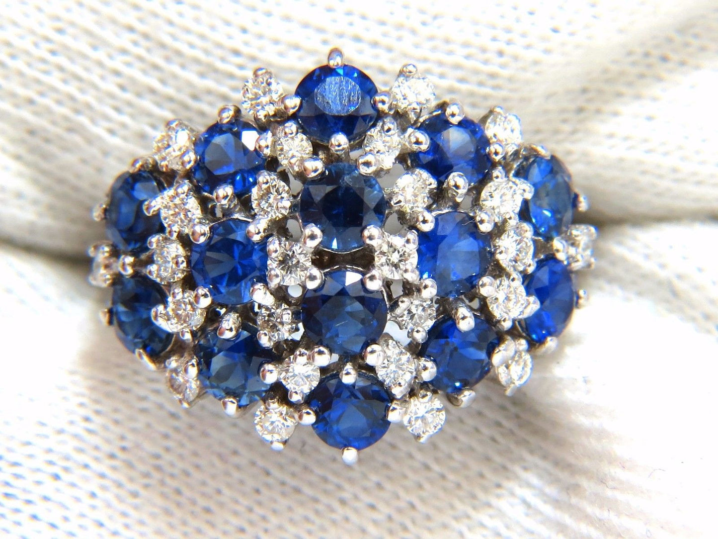 3.60ct natural sapphire diamond cocktail dome ring split shank 14kt