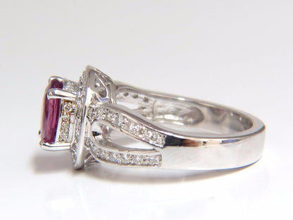 2.68ct natural vivid pink sapphire diamonds ring 18kt split shank mod