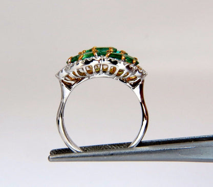 3.02ct Natural oval Emeralds diamond cocktail cluster ring 14kt G/Vs