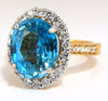 GIA Certified 7.83ct natural greenish blue zircon diamonds ring halo raised