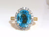 GIA Certified 7.83ct natural greenish blue zircon diamonds ring halo raised