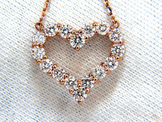 1.52ct natural diamonds heart necklace 14kt rose gold G/VS