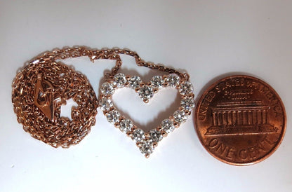 1.52ct natural diamonds heart necklace 14kt rose gold G/VS