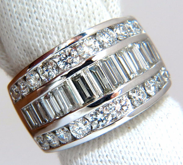 4.30ct diamonds three row channel baguette & rounds wide band