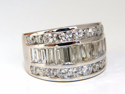 4.30ct diamonds three row channel baguette & rounds wide band