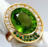 22.50ct natural green peridot diamond demantoid ring 14kt