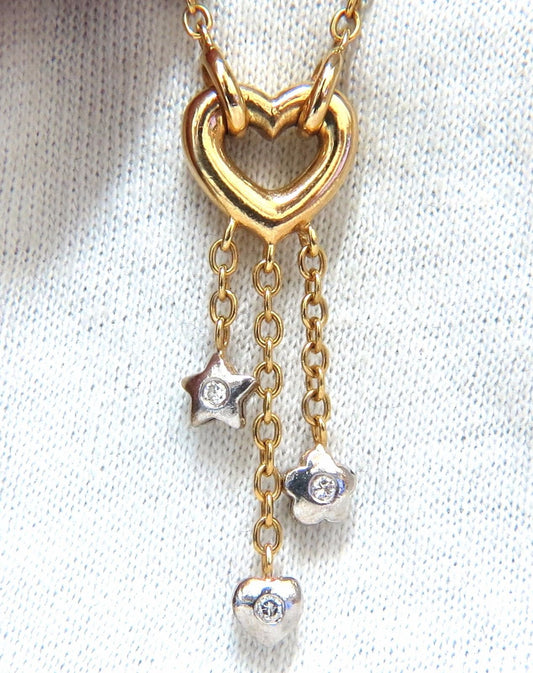 .50ct. open heart diamonds dangle necklace 14kt g/vs stars & heart