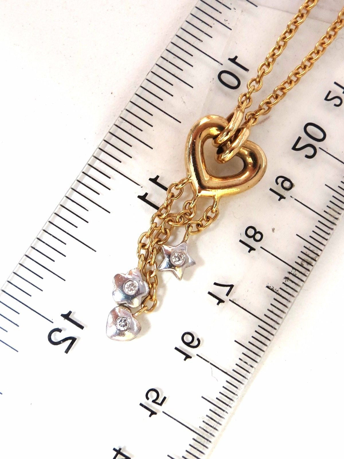 .50ct. open heart diamonds dangle necklace 14kt g/vs stars & heart