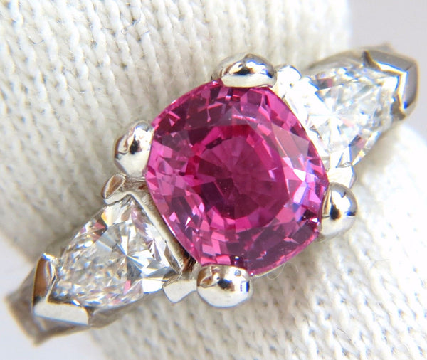 AGL Certified Natural Pink Sapphire Shield cut diamond ring platinum arthritis