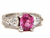 AGL Certified Natural Pink Sapphire Shield cut diamond ring platinum arthritis