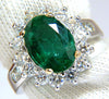 4.02ct Natural oval Emerald diamond cocktail halo ring 18kt G/Vs