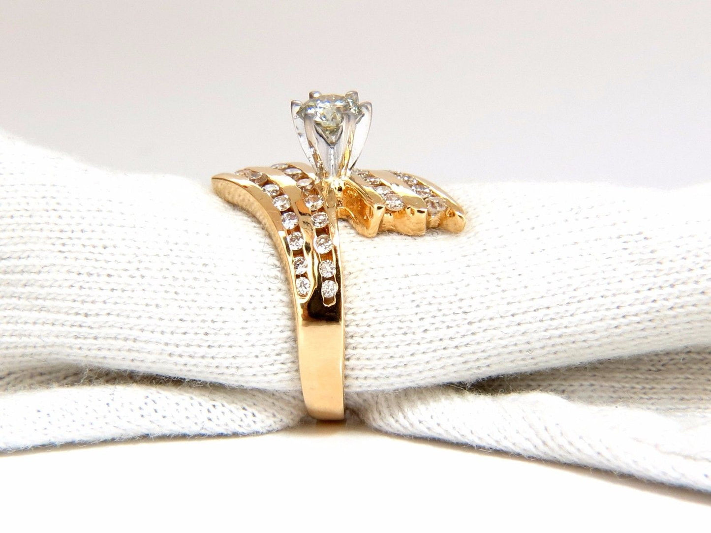 1.08ct diamonds channel mount bypass form ring mod cocktail 14kt