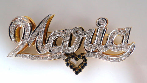 Maria Brooch Pin 2.00ct natural sapphire diamonds 14kt