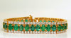 32CT NATURAL VIVID GREEN EMERALD DIAMOND BRACELET G/VS MULTIROW
