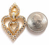 10.00ct natural baguette & rounds diamond heart dangle earrings 18kt huge