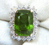 GIA Certified 18.58ct natural green peridot diamond ring 18kt