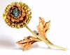 Vintage 1.75ct natural Indigo Zircon Flower Pin 14kt 3D